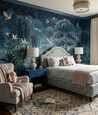 Navy Willow Wallpaper Mural view 5
