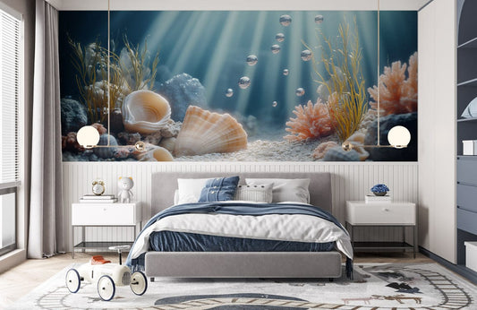 Sunlit Ocean Floor Mural Wallpaper