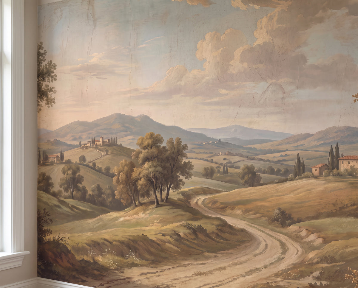 Ochre Tuscan Hills Wallpaper Mural