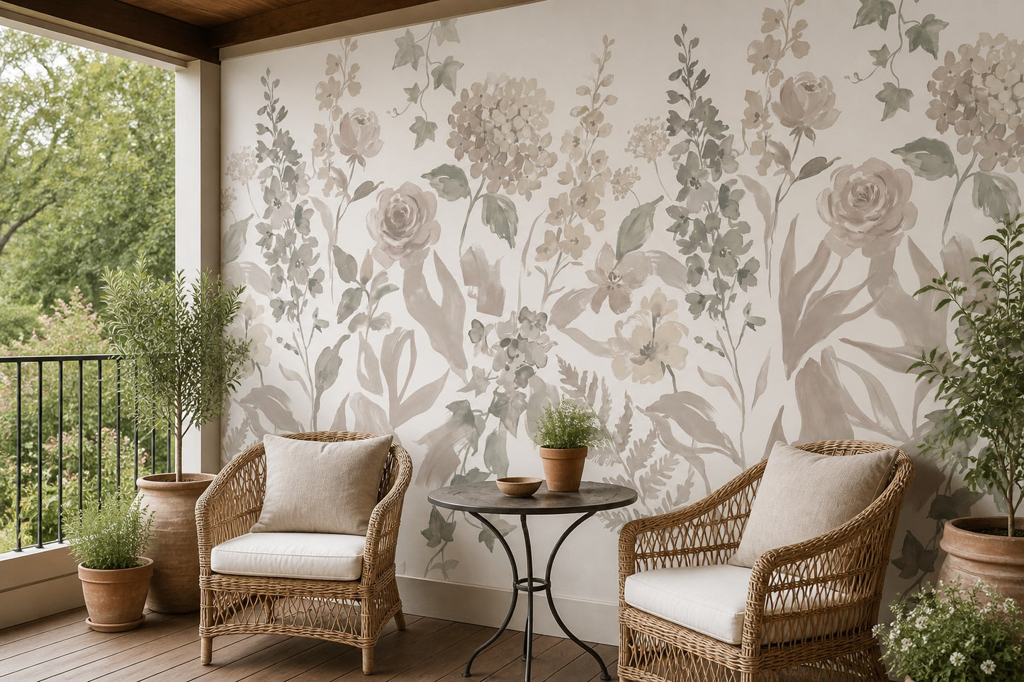 Ochre Botanical Silhouette Wallpaper Mural - 8