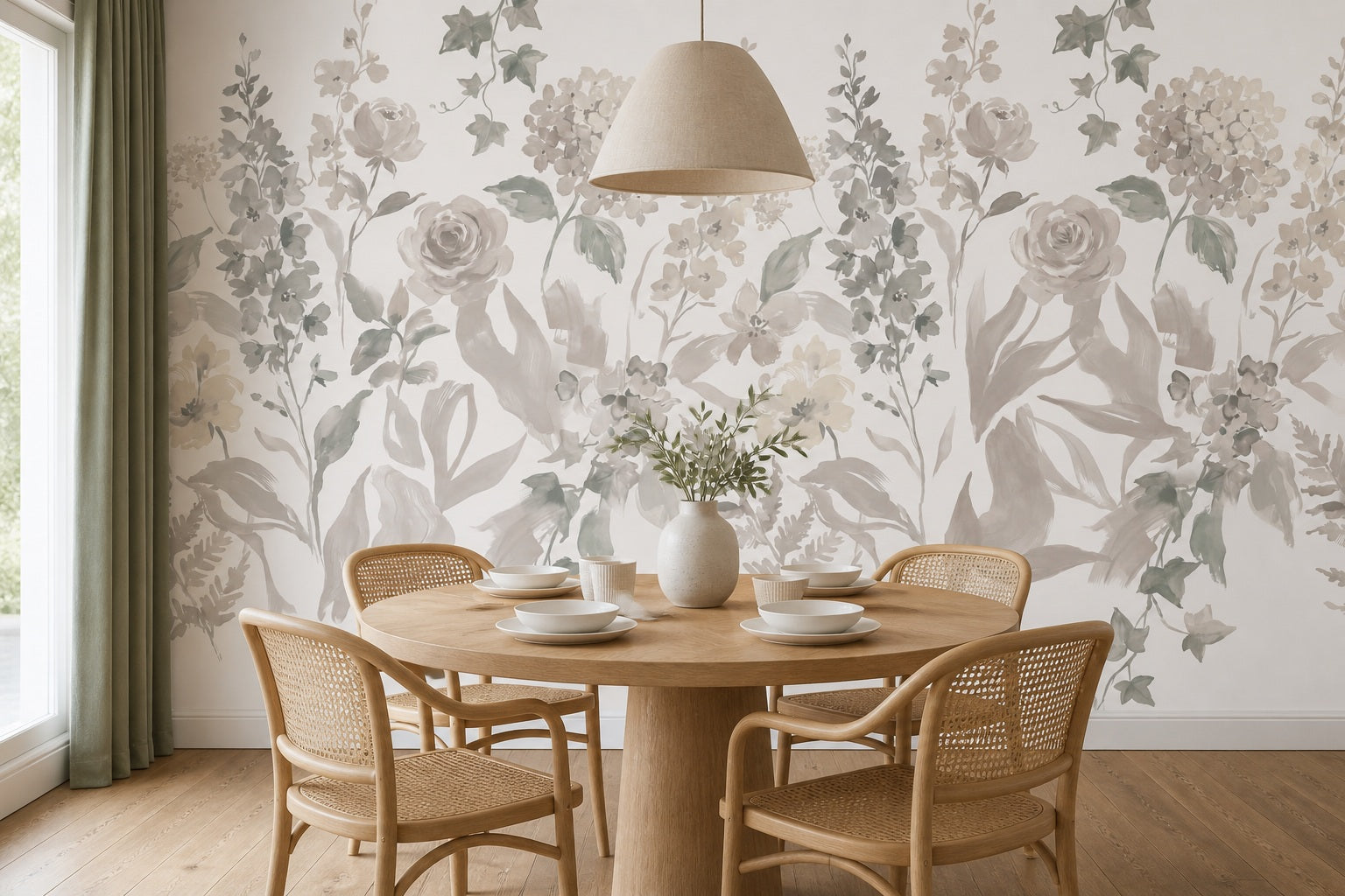 Ochre Botanical Silhouette Wallpaper Mural - 3