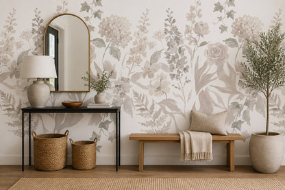 Ochre Botanical Silhouette Wallpaper Mural - 9
