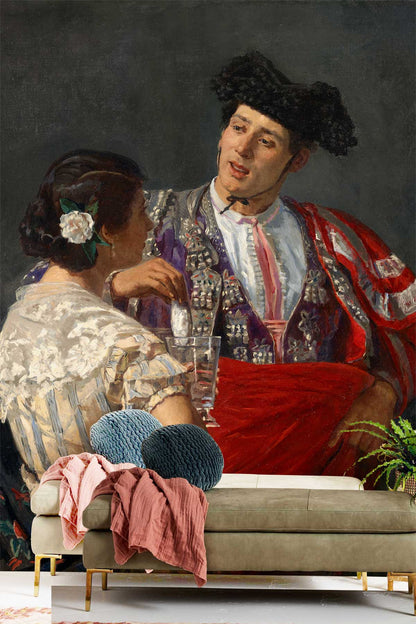 Bullfighter Painting Wallpaper Mural Decoration Design