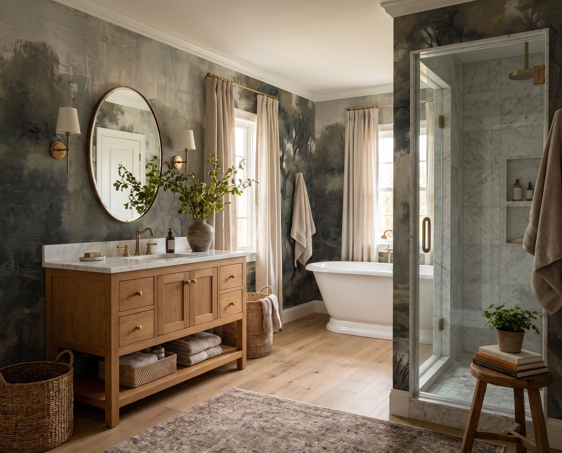 Olive Botanical Forest Wallpaper Mural