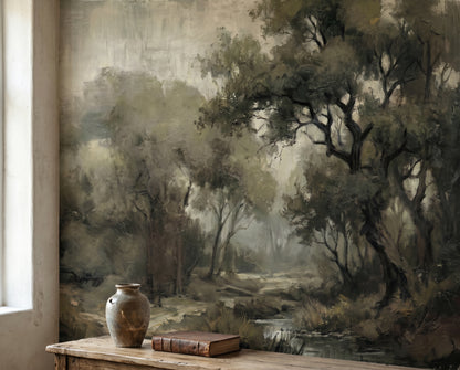 Olive Botanical Forest Wallpaper Mural