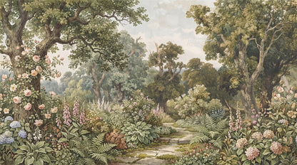 Olive Flower Garden Woodland Wallpaper Mural - 2