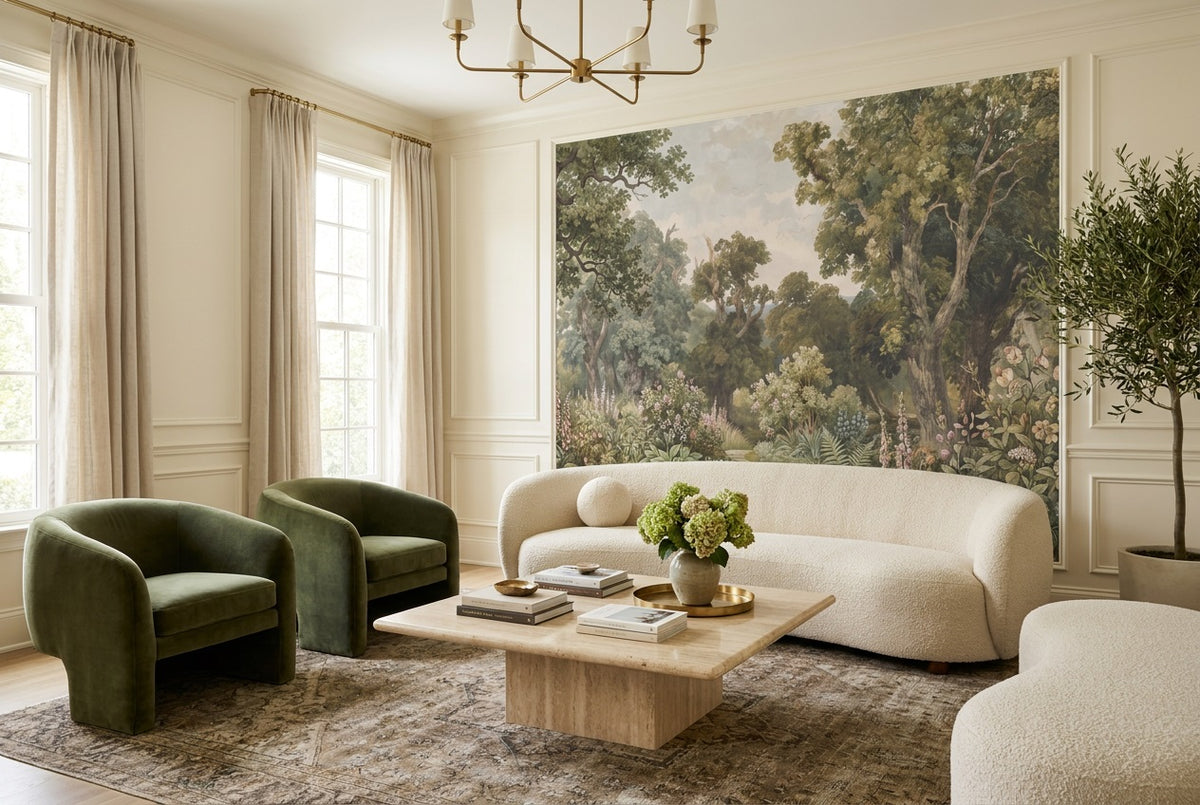 Olive Flower Garden Woodland Wallpaper Mural - 6