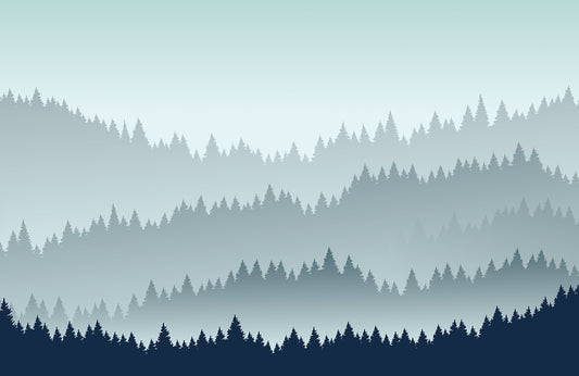 Misty Forest Silhouette Wallpaper Mural