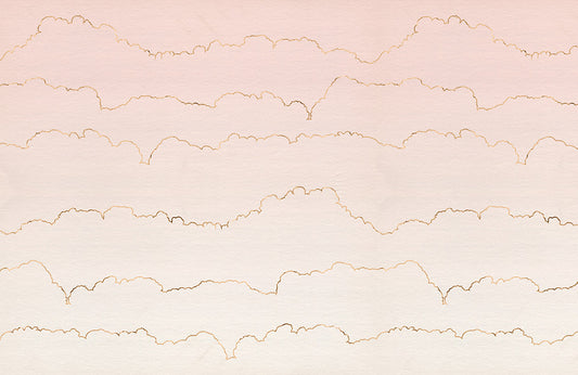 Abstract Pink Gold Herringbone Mural Wallpaper