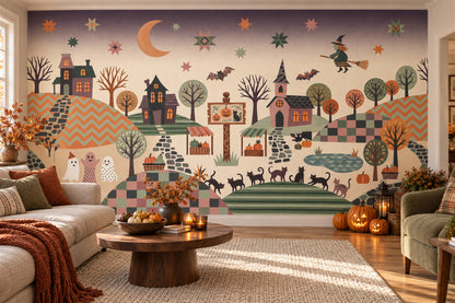 Haunted Village Halloween Wallpaper Mural - image 1