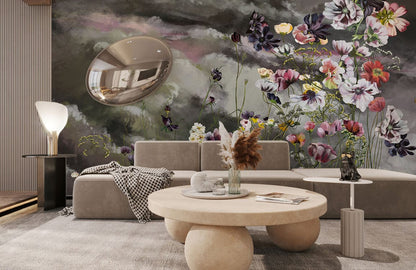 Creating a floral antique wallpaper mural for the home.