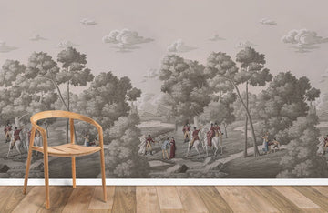 Vintage Scenic Toile Mural Wallpaper
