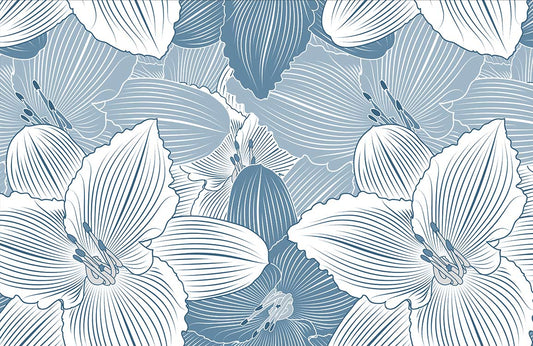 Blue Floral Botanical Wall Mural