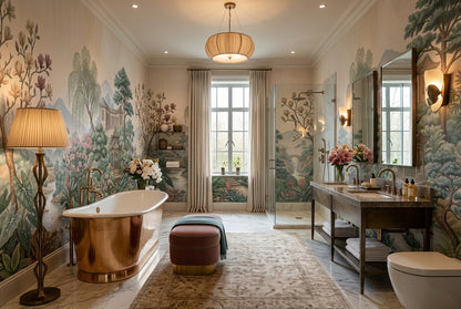 Pastel Chinese Garden Chinoiserie Wallpaper Mural - 3