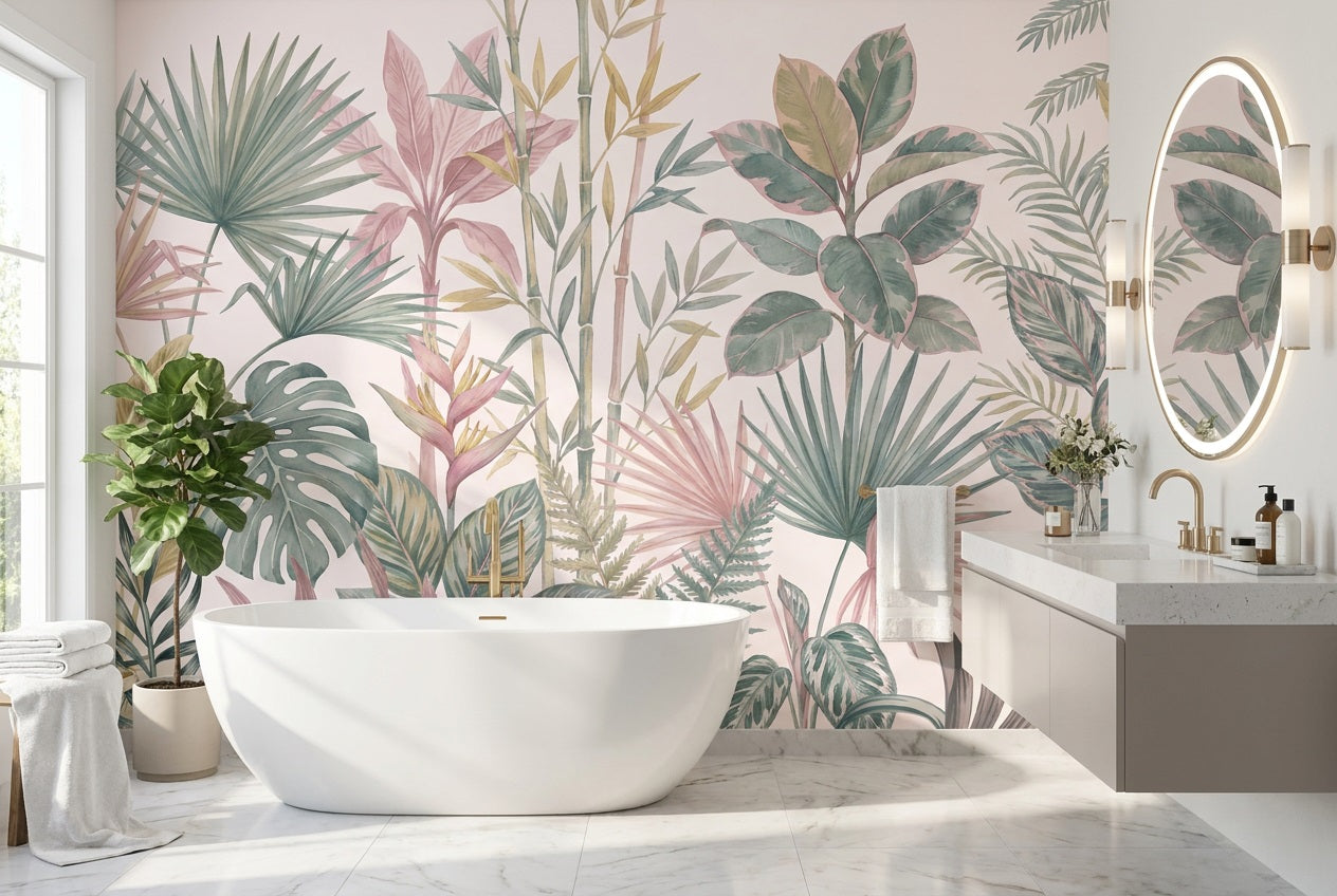 Pastel Leaves Wallpaper Mural view 4