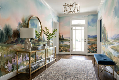 Pastel Meadow River Wallpaper Mural - 5