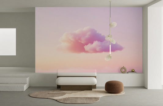 Pastel Pink Floating Cloud Mural Wallpaper