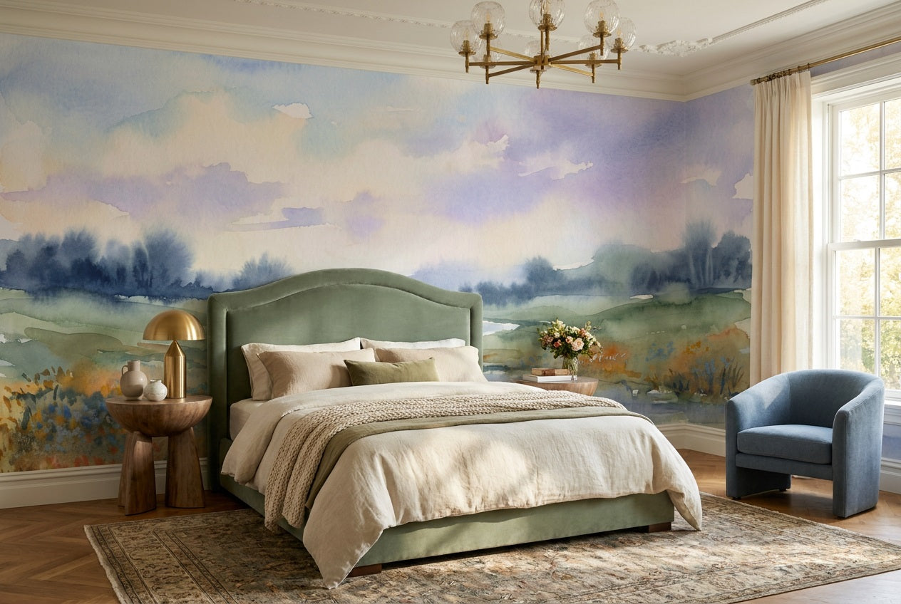 Rose Watercolor Flower Meadow Wallpaper Mural - 4