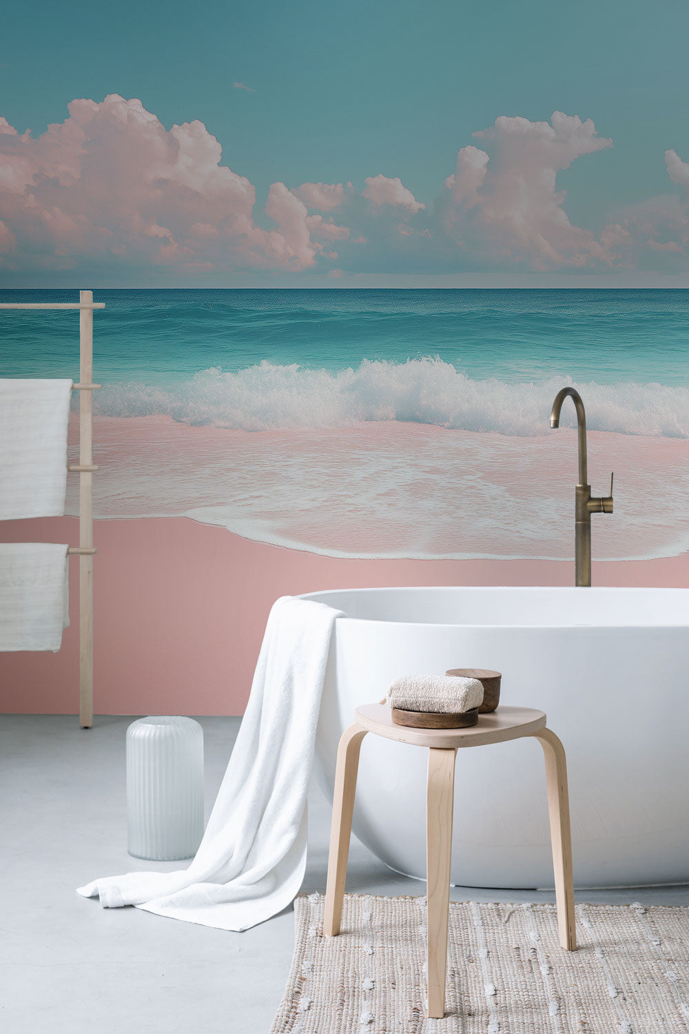 Pastel Pink Shoreline Mural Wallpaper