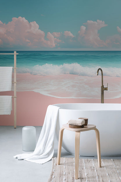Pastel Pink Shoreline Mural Wallpaper