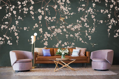 Vintage Sakura Pink Flower Wallpaper Art