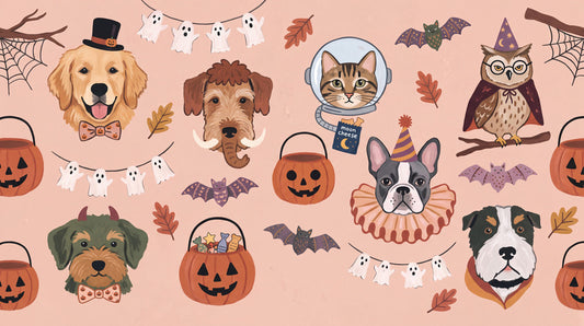 Halloween Dogs Cats Owls and Pumpkins Wallpaper Mural - image 2