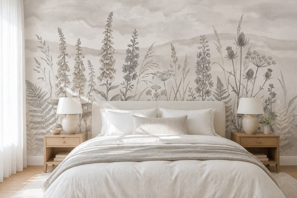 Pearl Foxglove Meadow Wallpaper Mural - 4