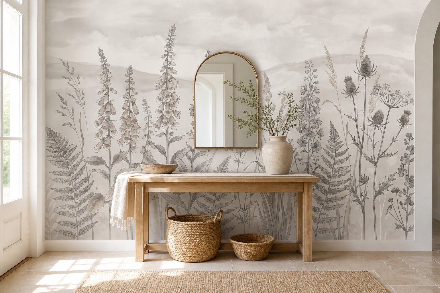 Pearl Foxglove Meadow Wallpaper Mural - 5