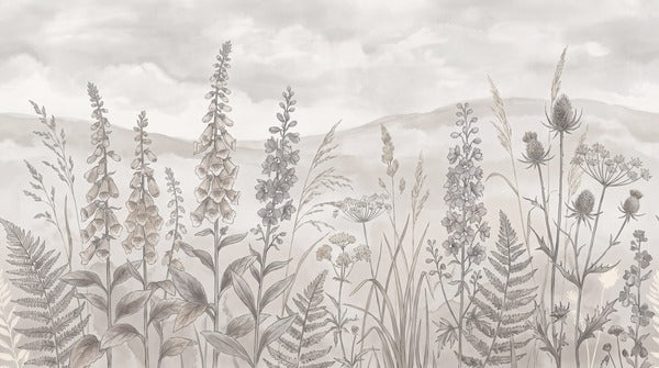 Pearl Foxglove Meadow Wallpaper Mural - 6