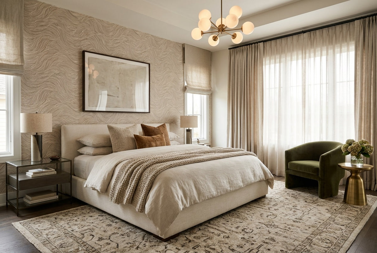Beige Swirl Wallpaper Mural view 5