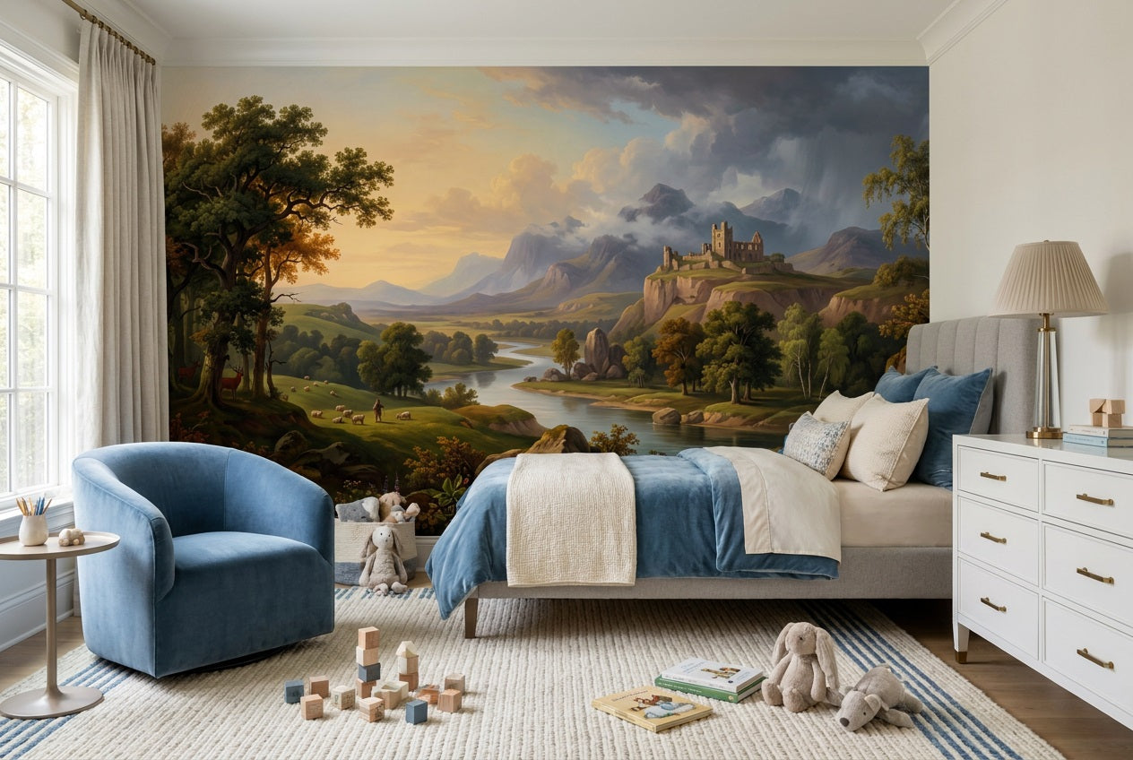 Gold Castle Valley Landscape Wallpaper Mural - 5
