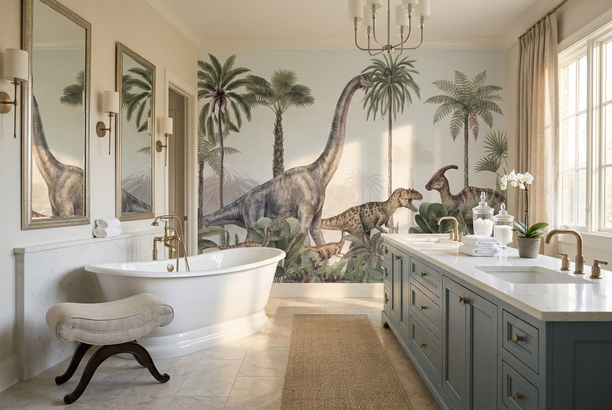 Gray Dinosaur Wallpaper Mural view 3