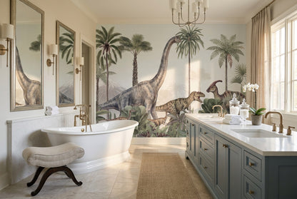 Gray Dinosaur Wallpaper Mural view 3
