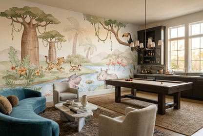 Sage Hippo Wallpaper Mural view 3