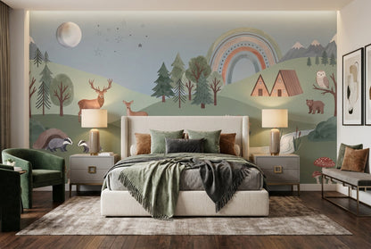 Sage Rainbow Wallpaper Mural room scene