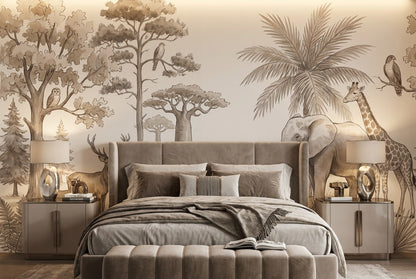 Taupe Safari Wallpaper Mural view 3