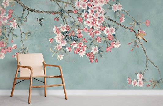 Elegant Cherry Blossom Branches Mural Wallpaper