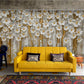 Golden Bloom Forest Mural Wallpaper in living room