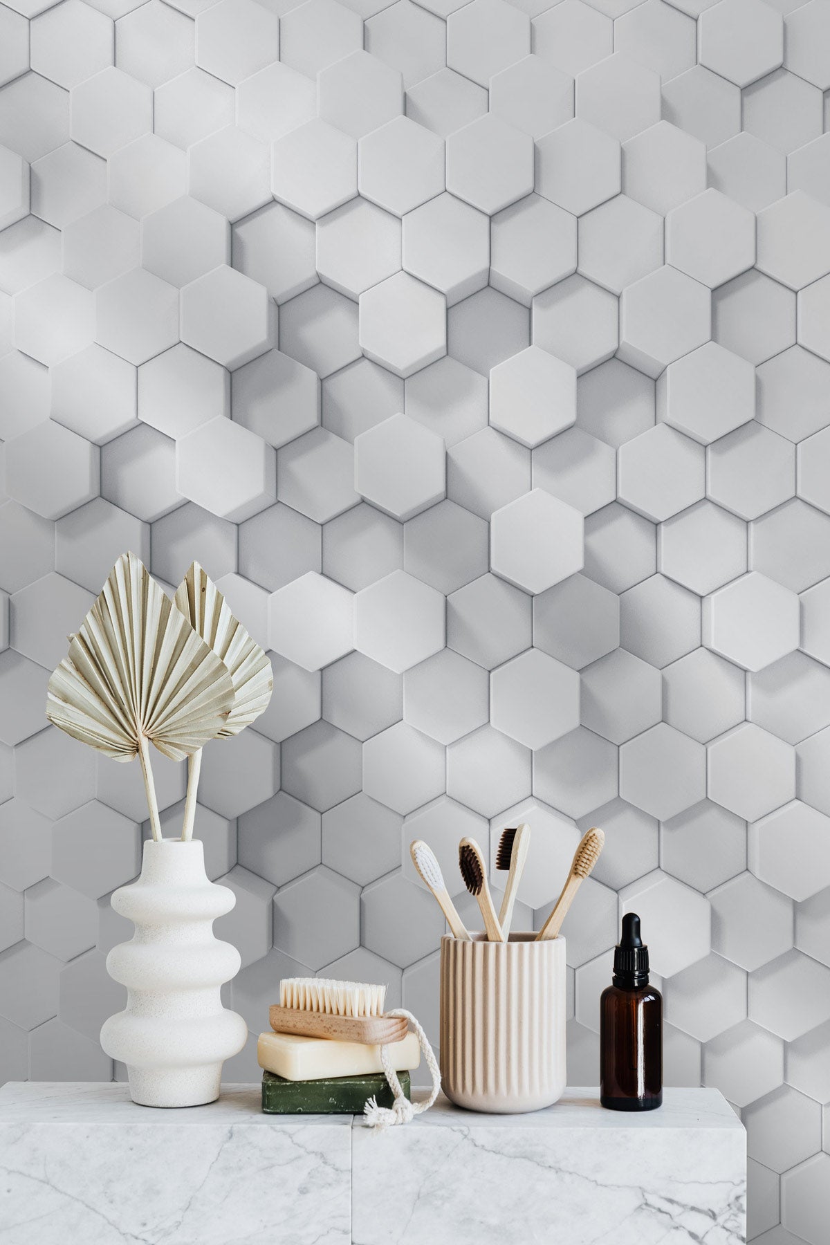 Hexagonal Serenity Mural Wallpaper