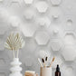 Futuristic Hexagonal Design Mural Wallpaper in bathroom