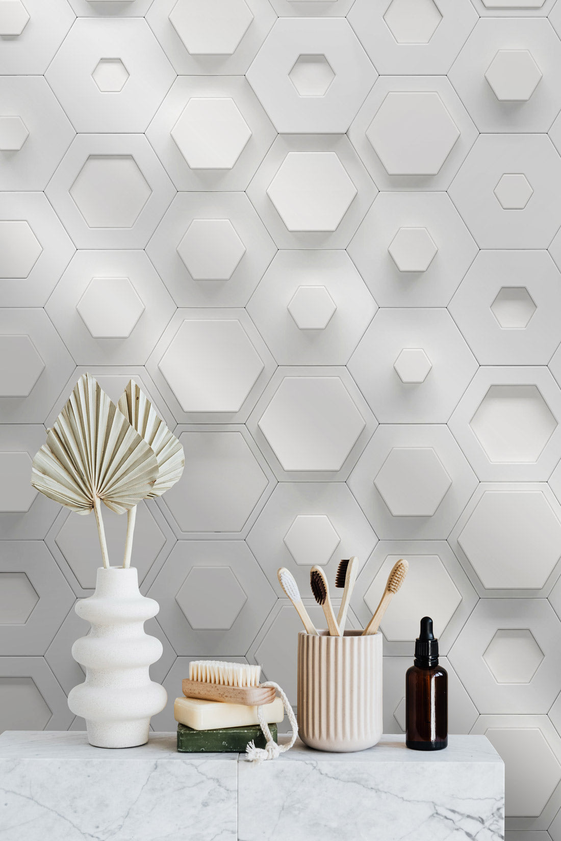 Futuristic Hexagonal Design Mural Wallpaper