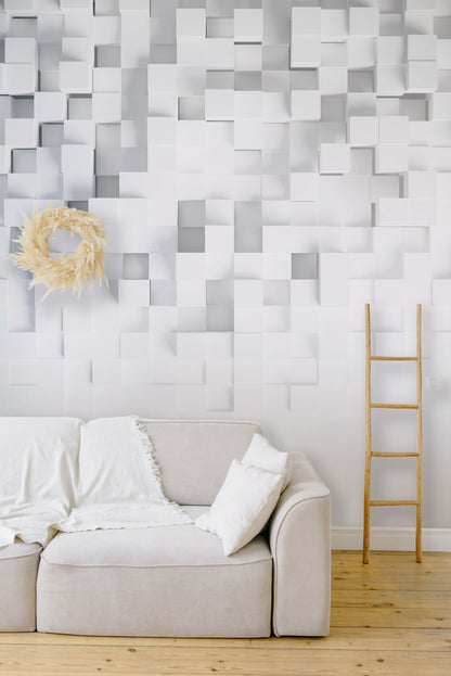 Geometric Illusion Art Mural Wallpaper in living room