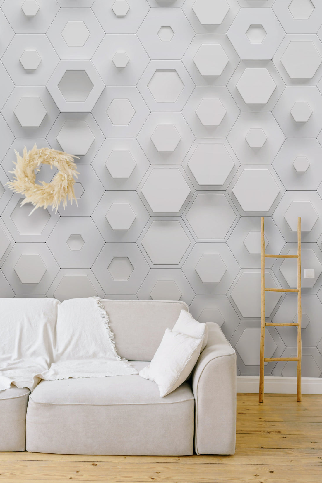 Futuristic Hexagonal Design Mural Wallpaper