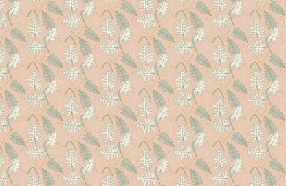 a wallpaper mural with pine leaves on a pink background