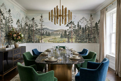Emerald Meadow Pine Tree Wallpaper Mural interior setting
