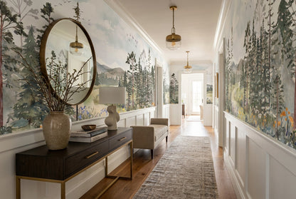 Emerald Meadow Pine Tree Wallpaper Mural interior setting