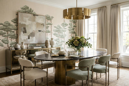 Sage Minimal Pine Tree Wallpaper Mural interior setting