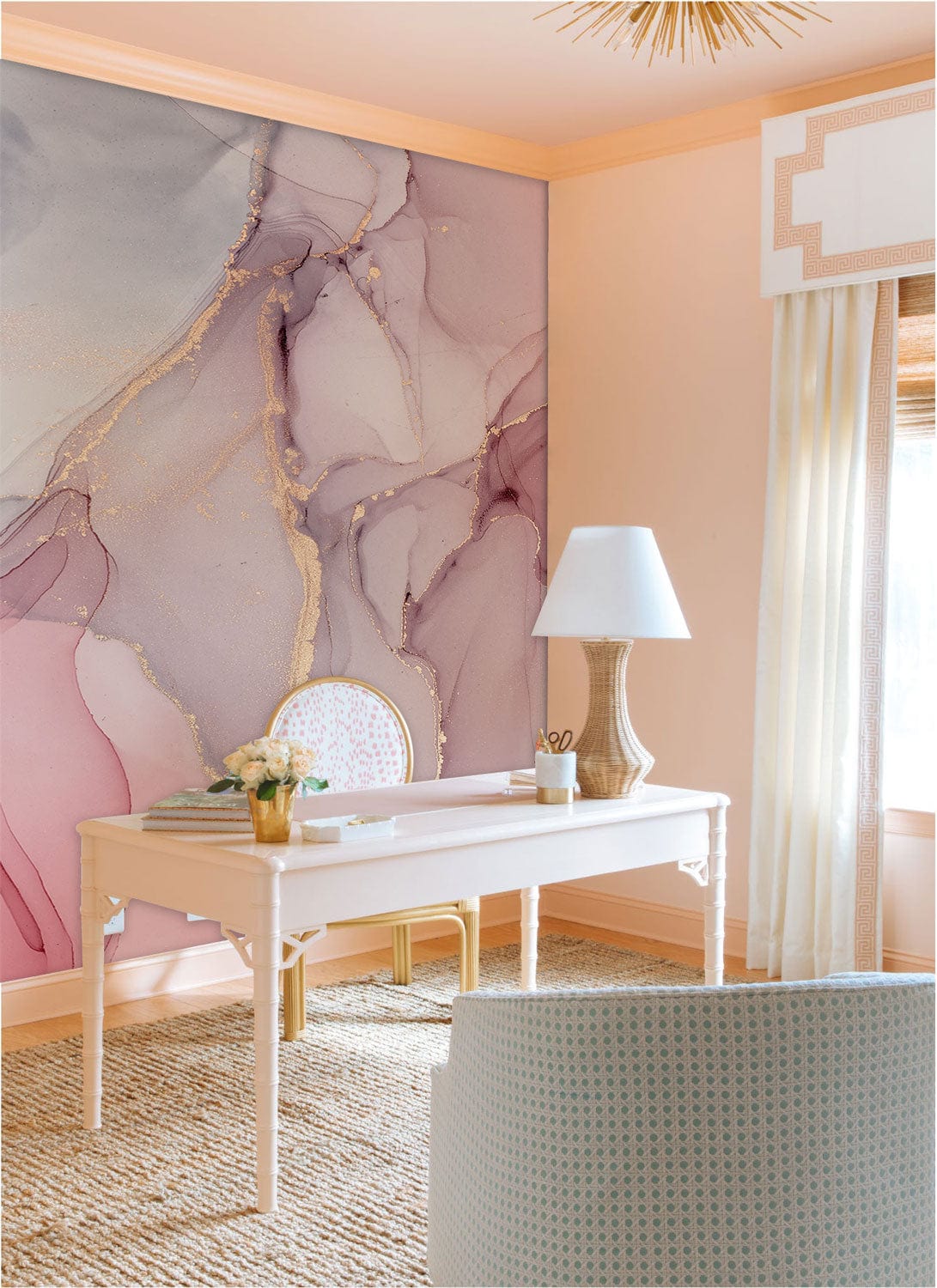 Pink Gold Marble Abstract Wallpaper Mural