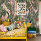 pink forest jungle wall mural nursery decoration