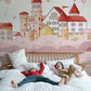 Whimsical Princess Castle Pink Mural Wallpaper